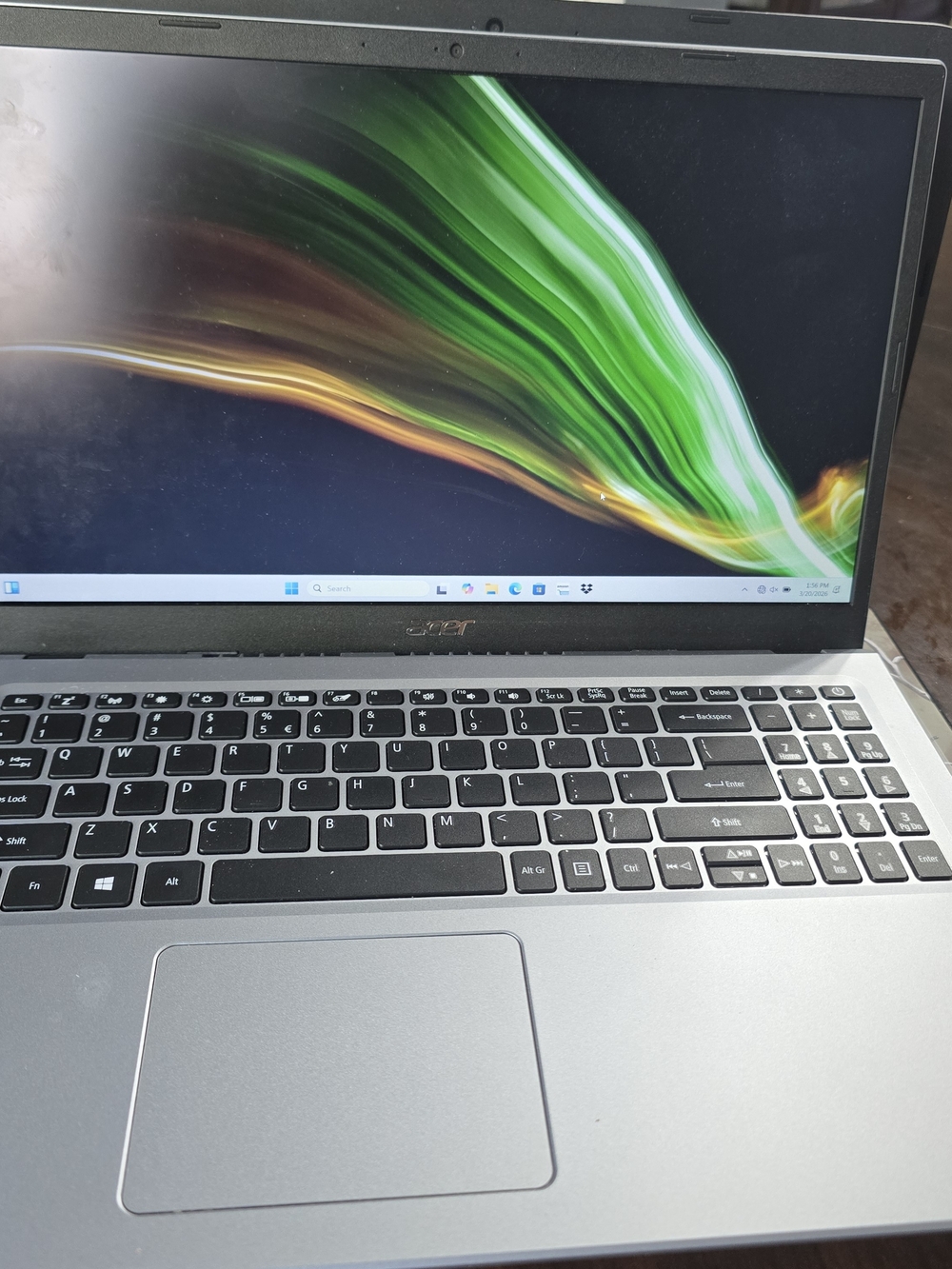 Acer Silver Laptop - 15.6" Display, Silver Finish